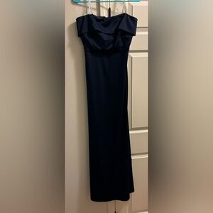 Lulu's Strapless Navy Column Evening Gown